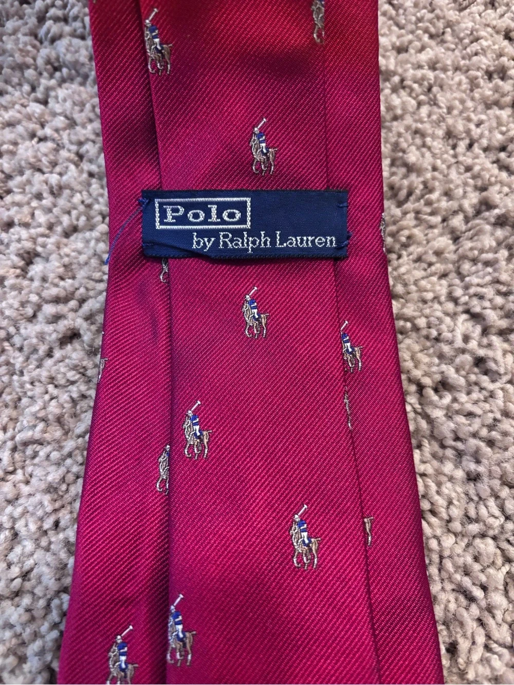 Vintage Polo Ralph Lauren Silk Deep Red Necktie | Polo Pony Logo | 57”